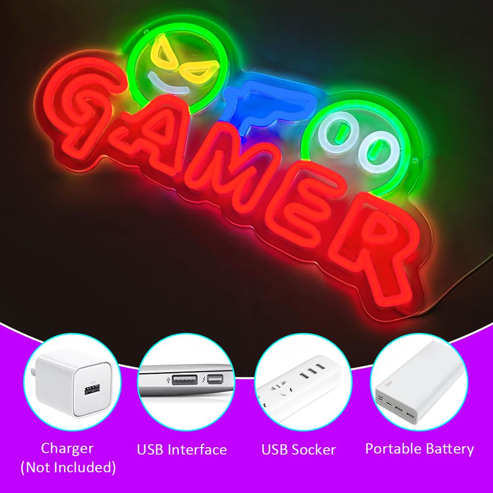 Gamer Neon Sign LED Wall Light - Party Games Graduation recension och pris
